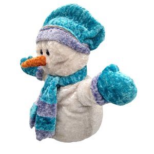 Snowman Christmas Plush Scarf and Gloves Carrot Like Nose Winter Holiday Decor